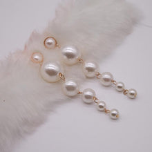 Load image into Gallery viewer, Created Big Simulated Pearl Long Earrings Pearls String Statement Drop Earrings - Mega Discount Store Ghana