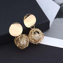 Load image into Gallery viewer, Ball Geometric Earrings For Women Hanging Dangle Earrings Drop Earrings(Gold) - Mega Discount Store Ghana