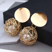 Load image into Gallery viewer, Ball Geometric Earrings For Women Hanging Dangle Earrings Drop Earrings(Gold) - Mega Discount Store Ghana