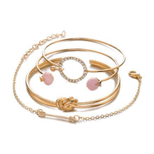 Load image into Gallery viewer, 4 in 1 Classic Arrow Knot Round Crystal Gem Multilayer Adjustable Open Bracelet - Mega Discount Store Ghana