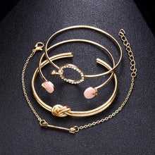Load image into Gallery viewer, 4 in 1 Classic Arrow Knot Round Crystal Gem Multilayer Adjustable Open Bracelet - Mega Discount Store Ghana