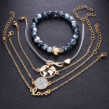 Load image into Gallery viewer, 5 PCS/Set Love Crystal Beads Chain Multilayer Pendant Gold Bracelet - Mega Discount Store Ghana