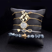 Load image into Gallery viewer, 5 PCS/Set Love Crystal Beads Chain Multilayer Pendant Gold Bracelet - Mega Discount Store Ghana