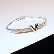 Load image into Gallery viewer, V Letter Design Best Zircon Rose Gold And White Simple Jewelry Bracelets For Women(rose gold) - Mega Discount Store Ghana