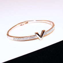 Load image into Gallery viewer, V Letter Design Best Zircon Rose Gold And White Simple Jewelry Bracelets For Women(rose gold) - Mega Discount Store Ghana