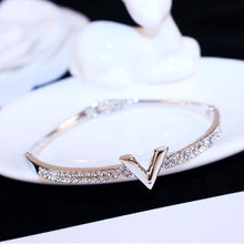 Load image into Gallery viewer, V Letter Design Best Zircon Rose Gold And White Simple Jewelry Bracelets For Women(rose gold) - Mega Discount Store Ghana