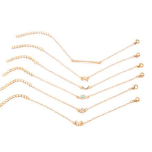 Load image into Gallery viewer, 6 PCS/Set Punk Butterfly Eye Star Moon Leaves Crystal Gem Shiny Gold Multilayer Chain Bracelet(Gold) - Mega Discount Store Ghana