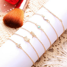 Load image into Gallery viewer, 6 PCS/Set Punk Butterfly Eye Star Moon Leaves Crystal Gem Shiny Gold Multilayer Chain Bracelet(Gold) - Mega Discount Store Ghana