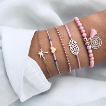 Load image into Gallery viewer, 5 PCS/Set Boho Women Pineapple Tassels Dream catcher Heart Coconut Tree Chain Bead Bracelet - Mega Discount Store Ghana