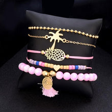 Load image into Gallery viewer, 5 PCS/Set Boho Women Pineapple Tassels Dream catcher Heart Coconut Tree Chain Bead Bracelet - Mega Discount Store Ghana