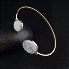 Load image into Gallery viewer, Faux Marble Stone Round Geometric Bangle Gold Circle Cuff Bangle Bracelet - Mega Discount Store Ghana