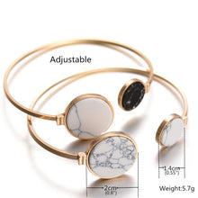 Load image into Gallery viewer, Faux Marble Stone Round Geometric Bangle Gold Circle Cuff Bangle Bracelet - Mega Discount Store Ghana