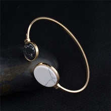 Load image into Gallery viewer, Faux Marble Stone Round Geometric Bangle Gold Circle Cuff Bangle Bracelet - Mega Discount Store Ghana