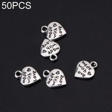 Load image into Gallery viewer, 50 PCS Heart Pendant Silver Made With Love Heart Charms Pendants Necklace Beads DIY - Mega Discount Store Ghana