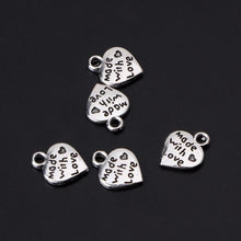 Load image into Gallery viewer, 50 PCS Heart Pendant Silver Made With Love Heart Charms Pendants Necklace Beads DIY - Mega Discount Store Ghana