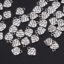 Load image into Gallery viewer, 50 PCS Heart Pendant Silver Made With Love Heart Charms Pendants Necklace Beads DIY - Mega Discount Store Ghana