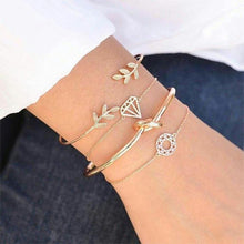 Load image into Gallery viewer, 4 Pcs/ Set Bohemian Leaves Knot Round Chain Opening Gold Bracelet Set(gold) - Mega Discount Store Ghana