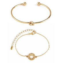 Load image into Gallery viewer, 4 Pcs/ Set Bohemian Leaves Knot Round Chain Opening Gold Bracelet Set(gold) - Mega Discount Store Ghana
