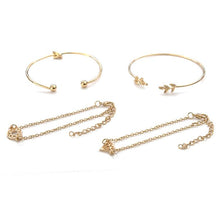 Load image into Gallery viewer, 4 Pcs/ Set Bohemian Leaves Knot Round Chain Opening Gold Bracelet Set(gold) - Mega Discount Store Ghana