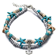 Load image into Gallery viewer, Vintage Shell Starfish Sea Beads Turquoise Beads Anklets Dual-Layer Anklet Bracelets - Mega Discount Store Ghana
