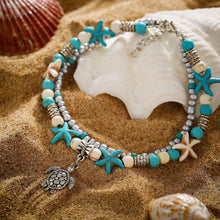 Load image into Gallery viewer, Vintage Shell Starfish Sea Beads Turquoise Beads Anklets Dual-Layer Anklet Bracelets - Mega Discount Store Ghana