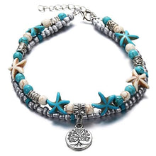 Load image into Gallery viewer, Vintage Shell Starfish Sea Beads Turquoise Beads Anklets Dual-Layer Anklet Bracelets - Mega Discount Store Ghana