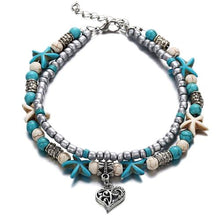 Load image into Gallery viewer, Vintage Shell Starfish Sea Beads Turquoise Beads Anklets Dual-Layer Anklet Bracelets - Mega Discount Store Ghana