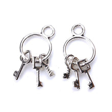 Load image into Gallery viewer, 10 PCS 25mm x14mm Keys Charms Antique Silver Tone Cute for necklace pendant charms jewelry making - Mega Discount Store Ghana