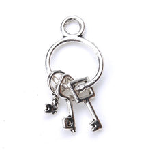 Load image into Gallery viewer, 10 PCS 25mm x14mm Keys Charms Antique Silver Tone Cute for necklace pendant charms jewelry making - Mega Discount Store Ghana