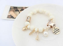 Load image into Gallery viewer, Crystal Simulated Pearl Beads Hearts Elastic Force Bracelet - Mega Discount Store Ghana
