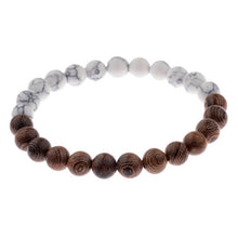 Load image into Gallery viewer, 8mm Natural Wood Beads Bracelets Black Ethinc Meditation White Bracelet - Mega Discount Store Ghana