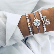 Load image into Gallery viewer, 4 PCS/ Set Bohemian Charm Bead Bracelet Women Heart Marble Stone Tassel Bangles - Mega Discount Store Ghana