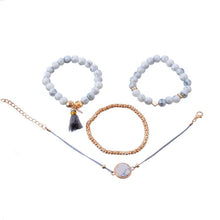 Load image into Gallery viewer, 4 PCS/ Set Bohemian Charm Bead Bracelet Women Heart Marble Stone Tassel Bangles - Mega Discount Store Ghana