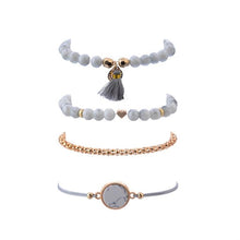 Load image into Gallery viewer, 4 PCS/ Set Bohemian Charm Bead Bracelet Women Heart Marble Stone Tassel Bangles - Mega Discount Store Ghana