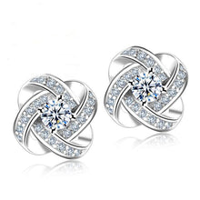 Load image into Gallery viewer, Crystal Earrings 925 Sterling Silver Knot Flower Stud Earrings for Women Brincos Wedding Jewelry - Mega Discount Store Ghana