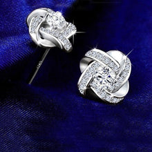 Load image into Gallery viewer, Crystal Earrings 925 Sterling Silver Knot Flower Stud Earrings for Women Brincos Wedding Jewelry - Mega Discount Store Ghana