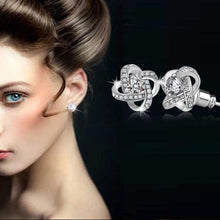 Load image into Gallery viewer, Crystal Earrings 925 Sterling Silver Knot Flower Stud Earrings for Women Brincos Wedding Jewelry - Mega Discount Store Ghana