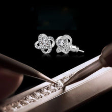 Load image into Gallery viewer, Crystal Earrings 925 Sterling Silver Knot Flower Stud Earrings for Women Brincos Wedding Jewelry - Mega Discount Store Ghana