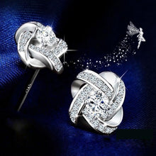 Load image into Gallery viewer, Crystal Earrings 925 Sterling Silver Knot Flower Stud Earrings for Women Brincos Wedding Jewelry - Mega Discount Store Ghana