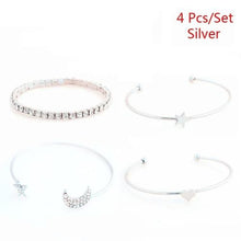Load image into Gallery viewer, 4 PCS/Set Punk Retro Charm Simple Moon Star Heart Crystal Elasticity Bracelet - Mega Discount Store Ghana