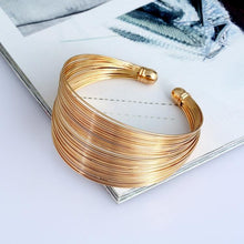Load image into Gallery viewer, Multilayer Metal Wire Cuff Bangle Opened Maxi Punk Bangle Bracelet (Gold) - Mega Discount Store Ghana