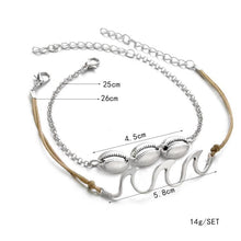 Load image into Gallery viewer, 2 PCS/Set Shell Wave Pendant Chain Anklets Summer Beach Barefoot Rope Anklet - Mega Discount Store Ghana