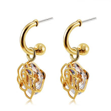 Load image into Gallery viewer, 2 PCS Golden Rose Style 18K Gold Plated Alloy Crystal Earrings For Female - Mega Discount Store Ghana