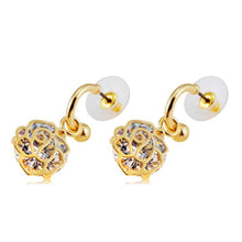Load image into Gallery viewer, 2 PCS Golden Rose Style 18K Gold Plated Alloy Crystal Earrings For Female - Mega Discount Store Ghana