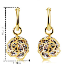 Load image into Gallery viewer, 2 PCS Golden Rose Style 18K Gold Plated Alloy Crystal Earrings For Female - Mega Discount Store Ghana