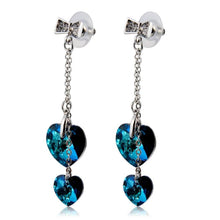 Load image into Gallery viewer, 2 PCS Bowknot Double Heart Shaped Crystals Inlaid Earrings for Female - Mega Discount Store Ghana