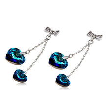 Load image into Gallery viewer, 2 PCS Bowknot Double Heart Shaped Crystals Inlaid Earrings for Female - Mega Discount Store Ghana