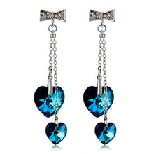 Load image into Gallery viewer, 2 PCS Bowknot Double Heart Shaped Crystals Inlaid Earrings for Female - Mega Discount Store Ghana