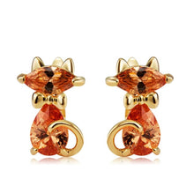 Load image into Gallery viewer, Lovely Cat Crystals Inlaid Pendant Necklace + Earrings Set for Female - Mega Discount Store Ghana