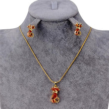 Load image into Gallery viewer, Lovely Cat Crystals Inlaid Pendant Necklace + Earrings Set for Female - Mega Discount Store Ghana
